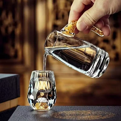 2pcs Luxurious Crystal Golden Mountain Shot Glass