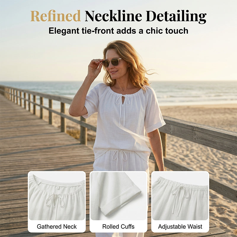 🔥🔥🔥𝑪𝑳𝑬𝑨𝑹𝑨𝑵𝑪𝑬 𝑰𝑻𝑬𝑴🎉 𝐓𝐨𝐝𝐚𝐲 4𝟗% 𝐎𝐅𝐅Women's Drawstring Top & Pants 2-Piece Set – Relaxed Fit, Comfortable & Perfect for Lounging or Everyday Style 🌸