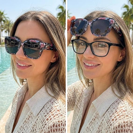👓👓Polarized Fit Over Sunglasses for Women – UV400 Protection Floral Frame Wear Over Prescription Glasses