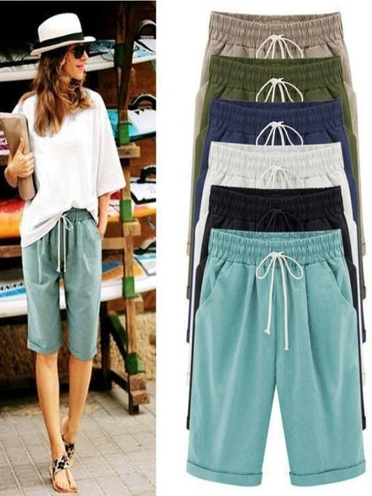 🌿🌿Limited time sale  Women's Casual Loose-Fit Cotton Summer Shorts with Pockets