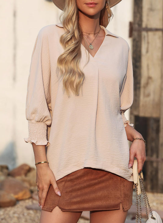 🔥🔥🔥Limited time sale Womens Casual 3/4 Sleeve V Neck Loose Fit Basic Tees