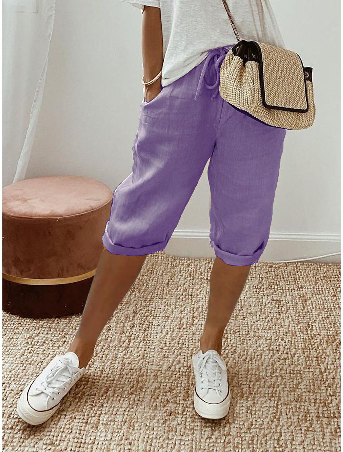 🌷🌷Time-Limited Special Price: 29.99!!⏰Women's Casual Cotton Linen Capris