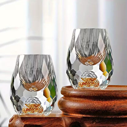 2pcs Luxurious Crystal Golden Mountain Shot Glass