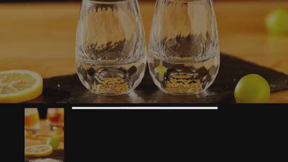 2pcs Luxurious Crystal Golden Mountain Shot Glass