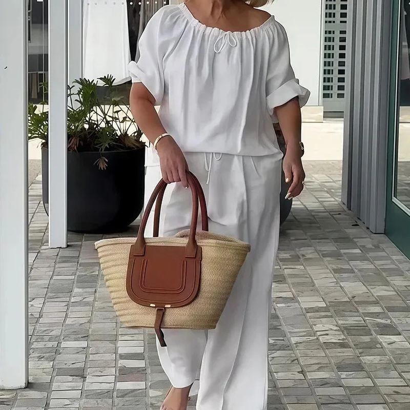 🔥🔥🔥𝑪𝑳𝑬𝑨𝑹𝑨𝑵𝑪𝑬 𝑰𝑻𝑬𝑴🎉 𝐓𝐨𝐝𝐚𝐲 4𝟗% 𝐎𝐅𝐅Women's Drawstring Top & Pants 2-Piece Set – Relaxed Fit, Comfortable & Perfect for Lounging or Everyday Style 🌸