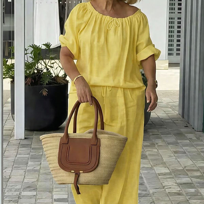 🔥🔥🔥𝑪𝑳𝑬𝑨𝑹𝑨𝑵𝑪𝑬 𝑰𝑻𝑬𝑴🎉 𝐓𝐨𝐝𝐚𝐲 4𝟗% 𝐎𝐅𝐅Women's Drawstring Top & Pants 2-Piece Set – Relaxed Fit, Comfortable & Perfect for Lounging or Everyday Style 🌸