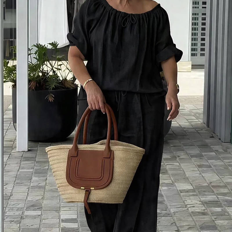 🔥🔥🔥𝑪𝑳𝑬𝑨𝑹𝑨𝑵𝑪𝑬 𝑰𝑻𝑬𝑴🎉 𝐓𝐨𝐝𝐚𝐲 4𝟗% 𝐎𝐅𝐅Women's Drawstring Top & Pants 2-Piece Set – Relaxed Fit, Comfortable & Perfect for Lounging or Everyday Style 🌸