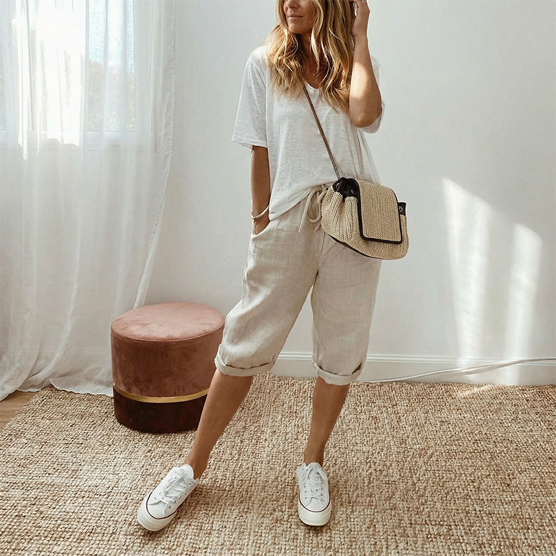 🌷🌷Time-Limited Special Price: 29.99!!⏰Women's Casual Cotton Linen Capris