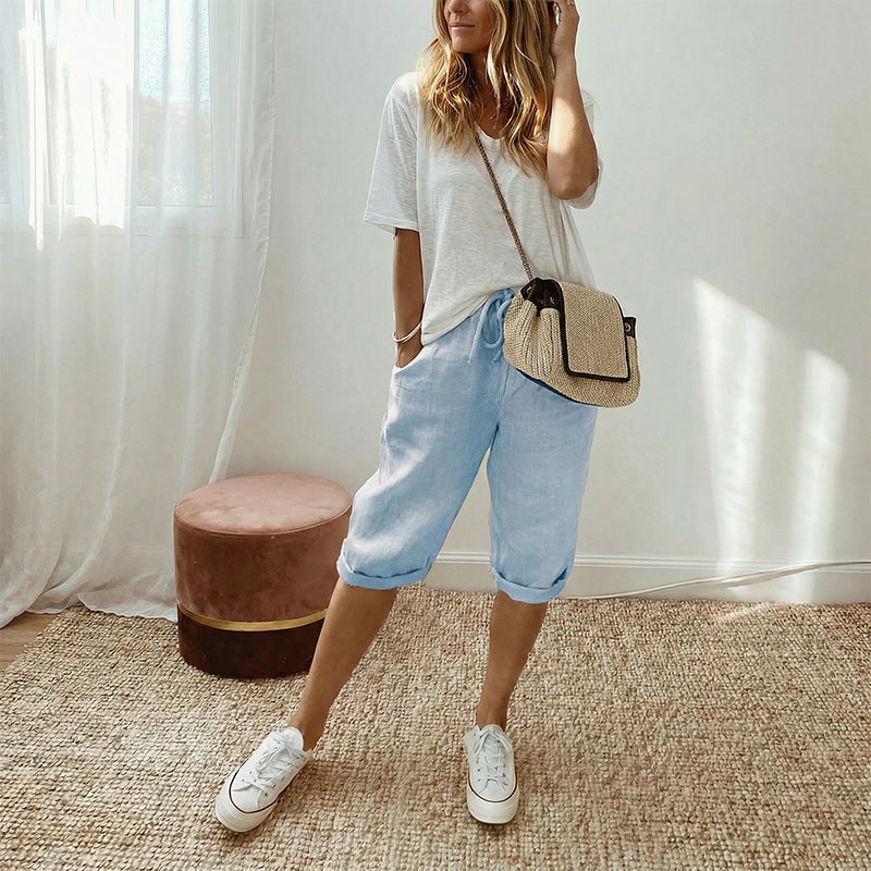 🌷🌷Time-Limited Special Price: 29.99!!⏰Women's Casual Cotton Linen Capris